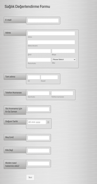 Çevrimiçi Sağlık Değerlendirme Form Şablonu