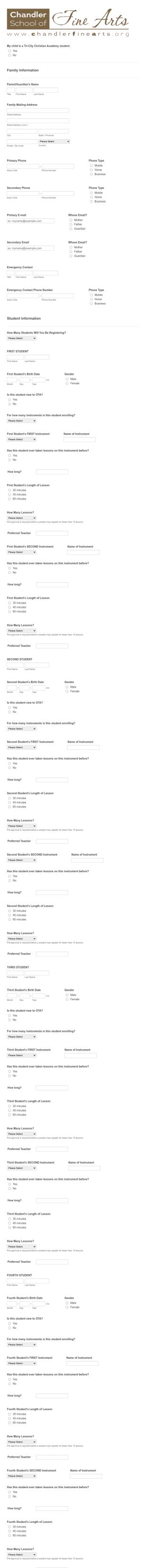 Cfa Community Registration Form Template