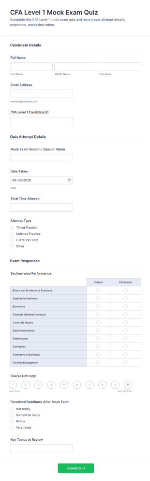 CFA Level 1 Mock Exam Quiz Form Template