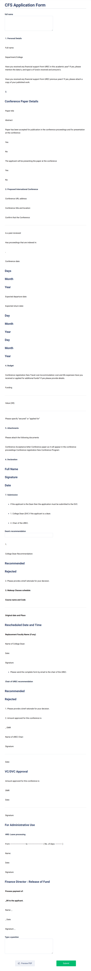 CFS Application Form Template