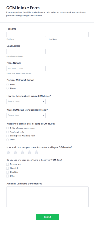 CGM Intake Form Template