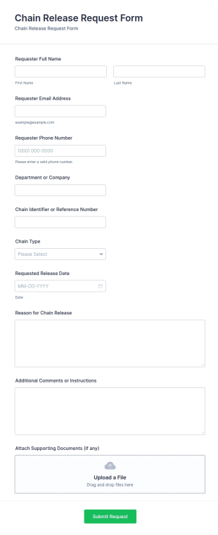 Chain Release Request Form Template