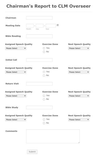 Chairman S Report To Clm Overseer 2 Form Template