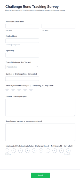 Challenge Runs Tracking Survey Form Template