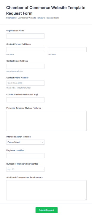 Chamber Of Commerce Website Template Request Form