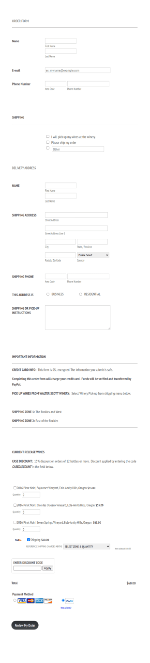 Champagne Order Form Template