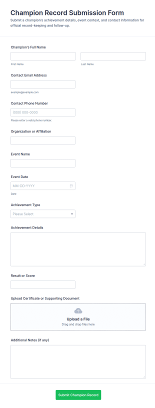 Champion Record Submission Form Template