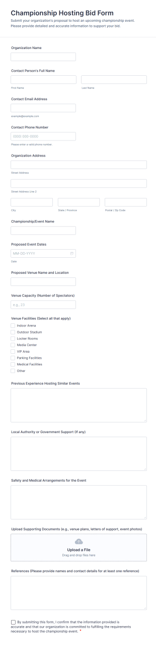 Championship Hosting Bid Form Template