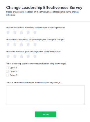 Change Leadership Effectiveness Survey Form Template