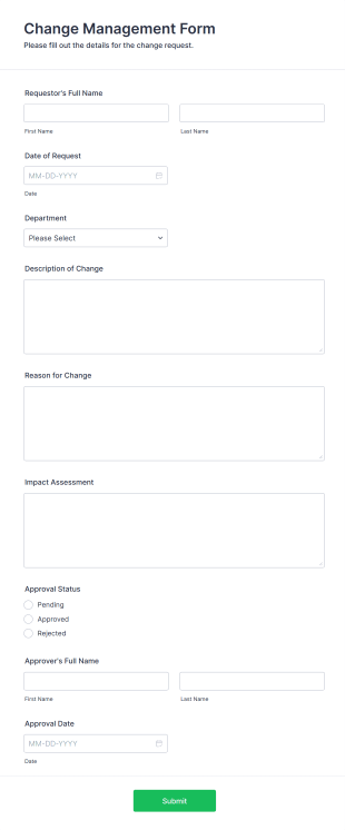 Change Management Form Template