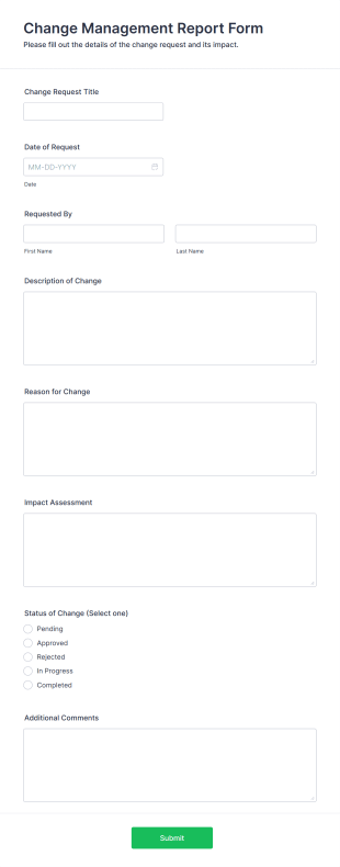 Change Management Report Form Template