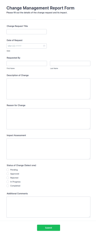 Change Management Report Form Template
