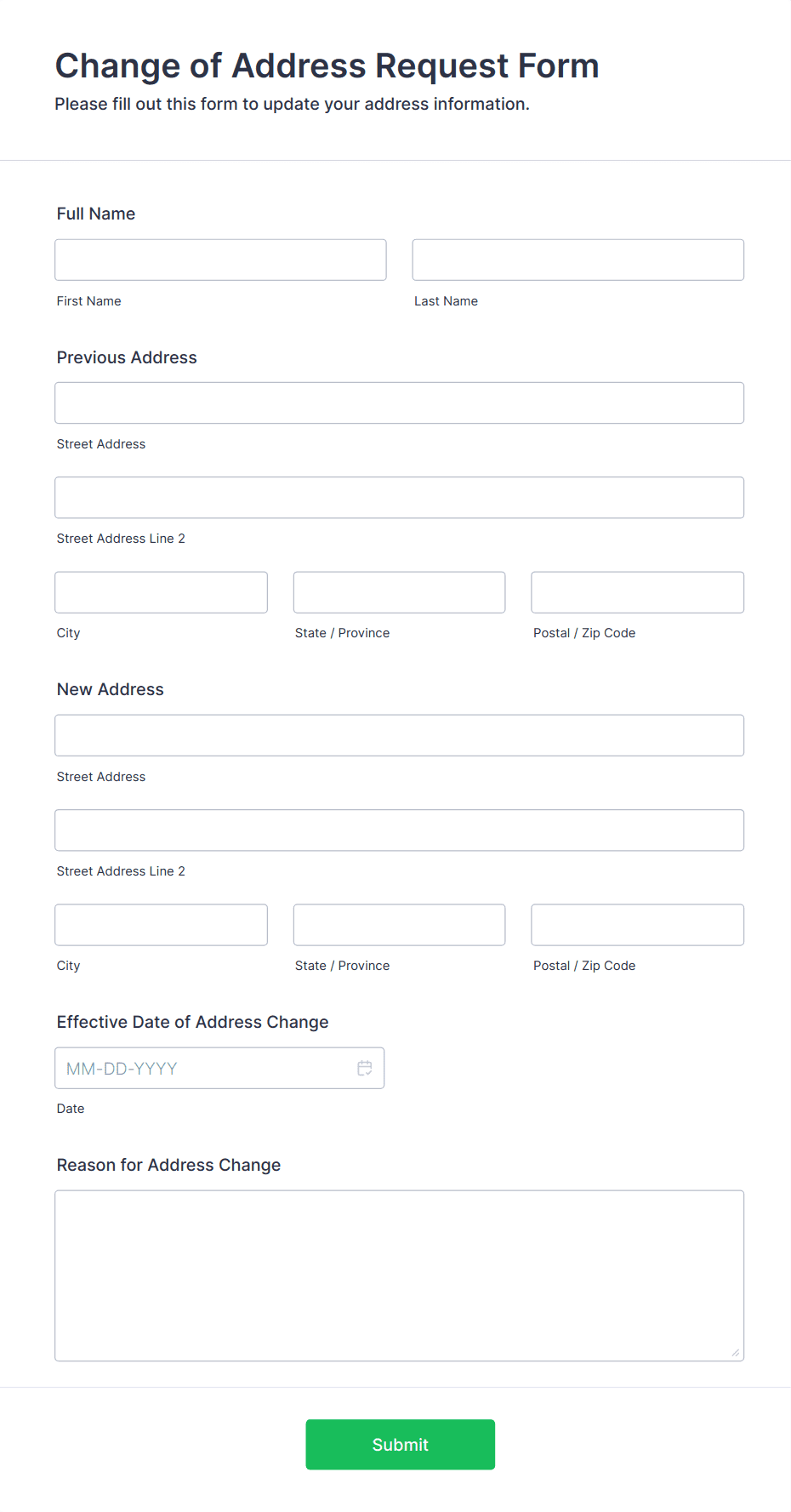 Change of Address Request Form Template | Jotform