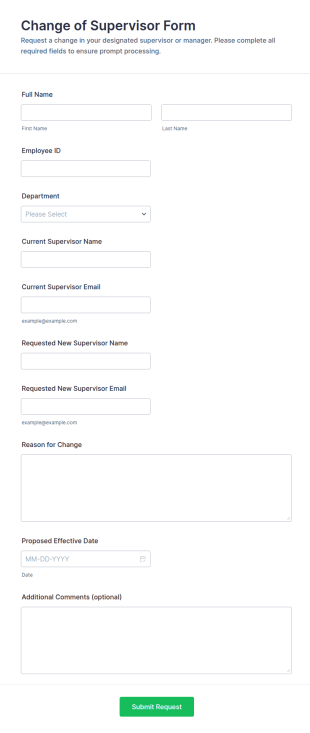 Change Of Supervisor Form Template