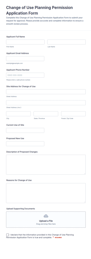 Change Of Use Planning Permission Application Form Template