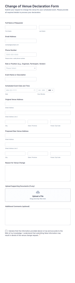 Change Of Venue Declaration Form Template