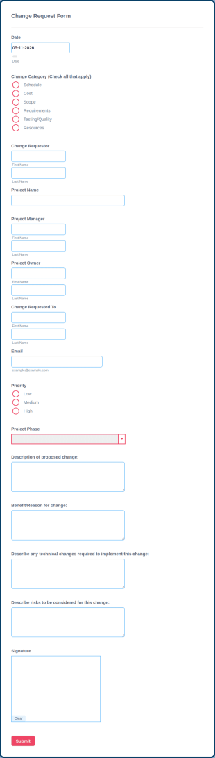 Change Request Form Template