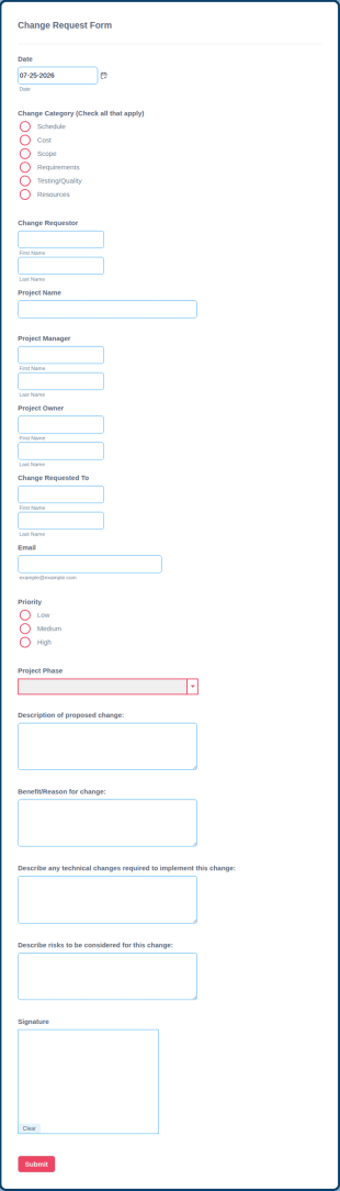 Change Request Form Template