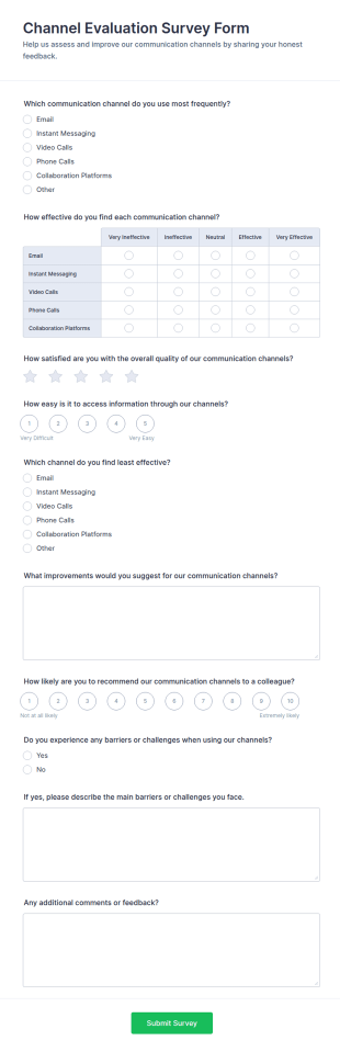 Channel Evaluation Survey Form Template