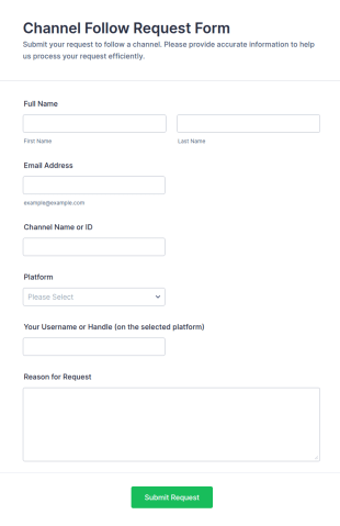 Channel Follow Request Form Template