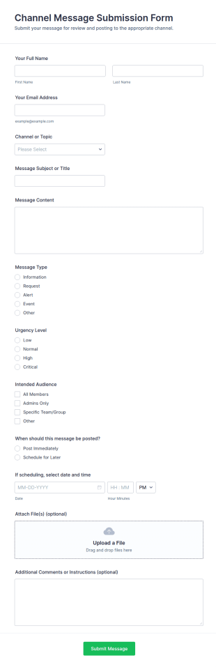 Channel Message Submission Form Template
