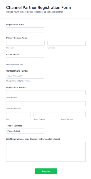 Channel Partner Registration Form Template