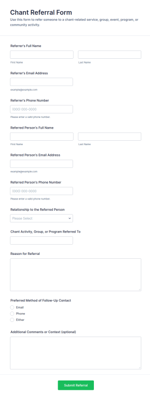 Chant Referral Form Template