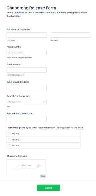 Chaperone Release Form Template