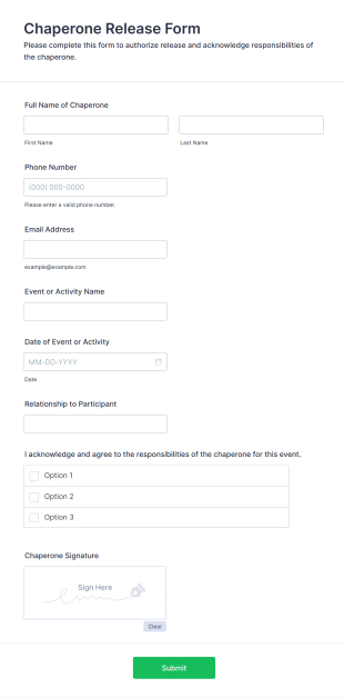 Chaperone Release Form Template