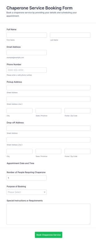 Chaperone Service Booking Form Template