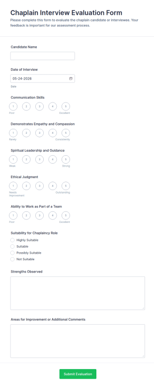 Chaplain Interview Evaluation Form Template