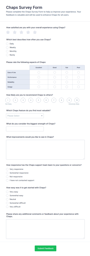Chaps Survey Form Template