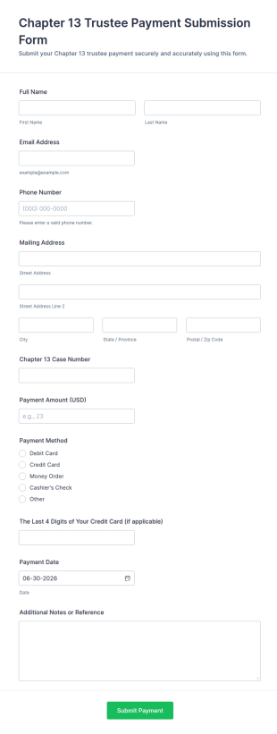 Chapter 13 Trustee Payment Submission Form Template