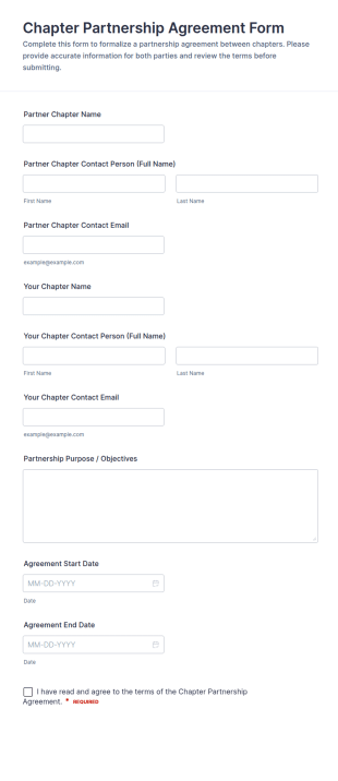 Chapter Partnership Agreement Form Template
