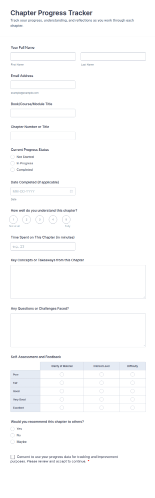 Chapter Progress Tracker Form Template