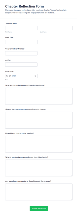 Chapter Reflection Form Template