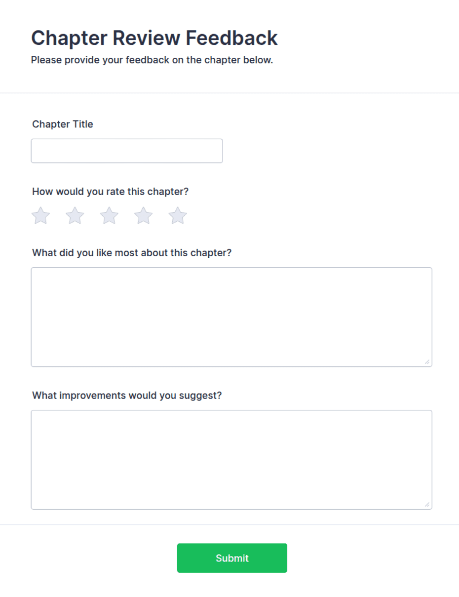 Chapter Review Feedback Form Template | Jotform