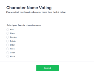 Character Name Voting Form Template