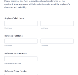 Character Reference Letter Form Template