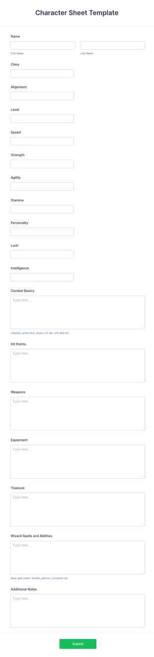 Character Sheet Template