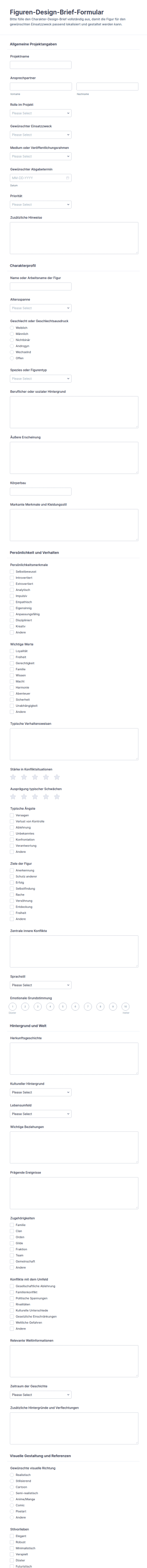Charakterdesign Briefbogen