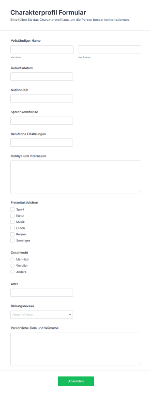 Charakterprofil Formular