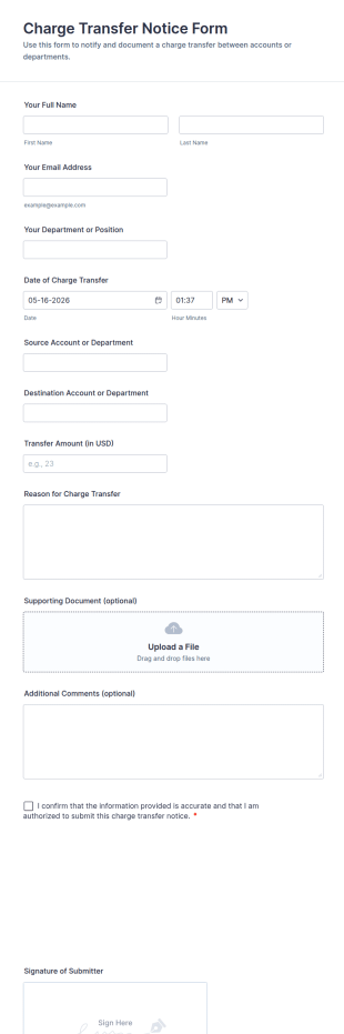 Charge Transfer Notice Form Template