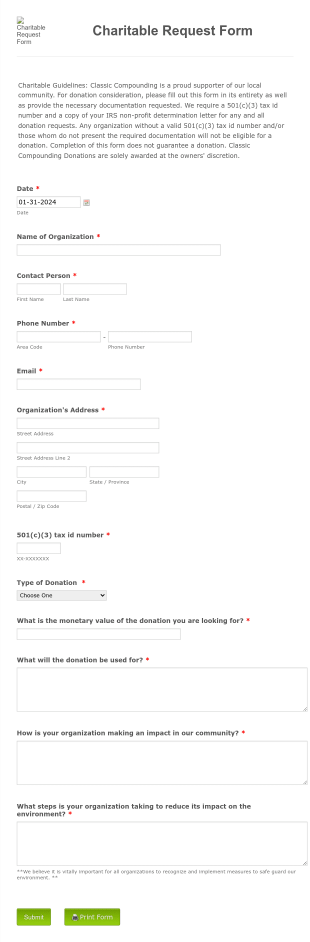Charitable Request Form Template