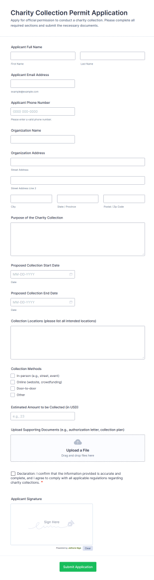 Charity Collection Permit Application Form Template