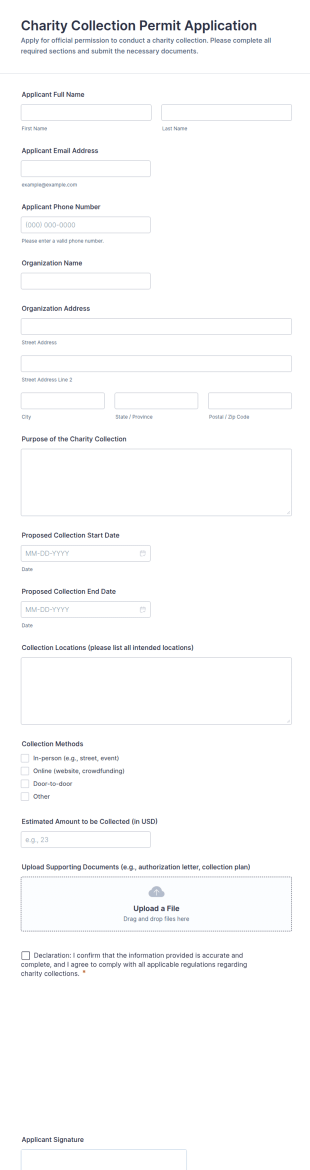 Charity Collection Permit Application Form Template