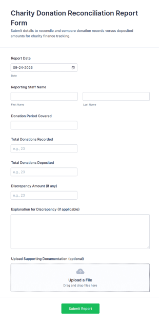 Charity Donation Reconciliation Report Form Template