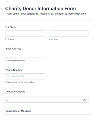 Charity Donor Information Form Template