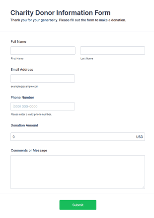 Charity Donor Information Form Template
