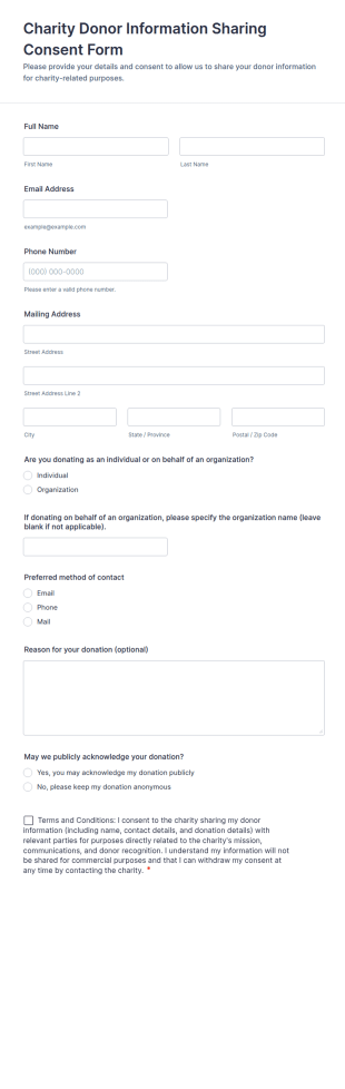 Charity Donor Information Sharing Consent Form Template